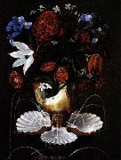Juan de Espinosa Still-Life with Shell Fountain and Flowers painting